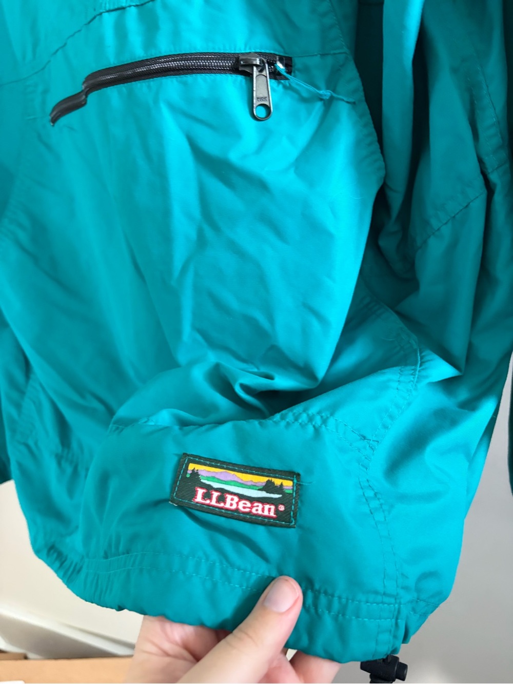 Vintage L.L Bean Hooded Windbreaker Turquoise Size XL - Picture 4 of 5